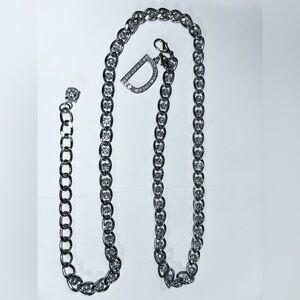 Silver Chain Rhinestone Belt with Removable “D” initial